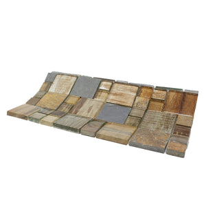 TBSSG-05 Random Square Brown Wood Look Glass and Stone Mosaic Tile