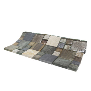 TBSSG-06 Random Square Grey Brown Wood Look Glass and Stone Mosaic Tile