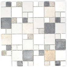 TBSSG-06 Random Square Grey Brown Wood Look Glass and Stone Mosaic Tile