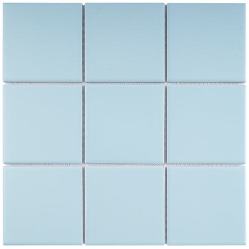 TPMG-11 4x4 Square Powder Blue Porcelain Mosaic Tile (Matt)