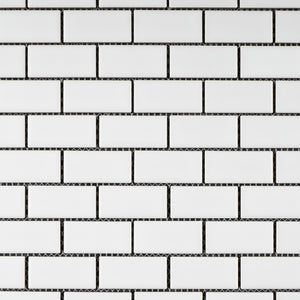 TPMG-15 White 1x2 Brick Porcelain Mosaic Tile (matt)