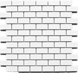 TPMG-15 White 1x2 Brick Porcelain Mosaic Tile (matt)