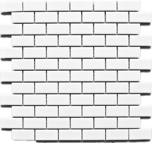 TPMG-15 White 1x2 Brick Porcelain Mosaic Tile (matt)