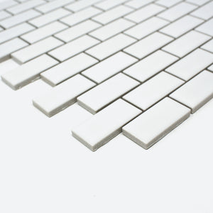 TPMG-15 White 1x2 Brick Porcelain Mosaic Tile (matt)