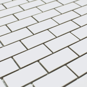 TPMG-15 White 1x2 Brick Porcelain Mosaic Tile (matt)