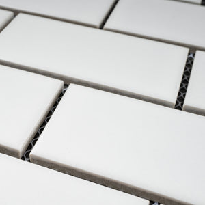 TPMG-16 White 2x4 Brick Porcelain Mosaic Tile (Matt)