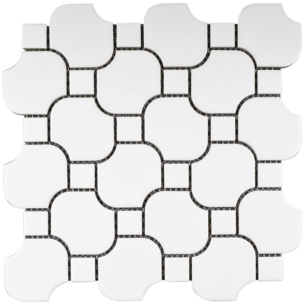 TPMG-17 White Pinwheel Porcelain Mosaic Tile (matt)