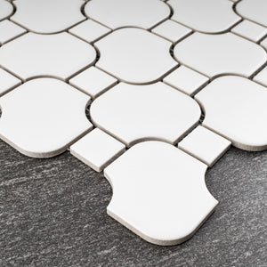 TPMG-17 White Pinwheel Porcelain Mosaic Tile (matt)
