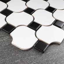 TPMG-18 Black and White Pinwheel Porcelain Mosaic Tile (Matt)
