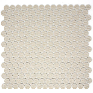 TPMG-01 3/4" White Penny Round Porcelain Mosaic Tile (Matt)