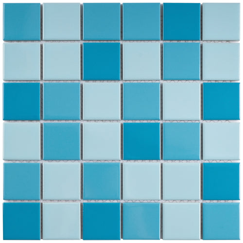 TPMG-21 Creamy Blue 2x2 Square Porcelain Mosaic Tile Pool Tile