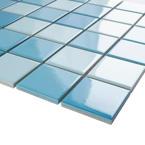 TPMG-21 Creamy Blue 2x2 Square Porcelain Mosaic Tile Pool Tile