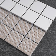 TPMG-23 2 x 2 White Cararra Porcelain Mosaic Tile Backsplash (SATIN)