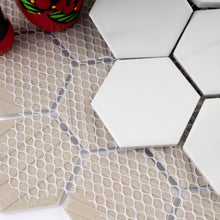 TPMG-24 2 x 2 Hexagon White Carrara Porcelain Mosaic Tile Sheet (Satin)