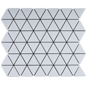 TPMG-25 1.5x1.5 Triangle White Porcelain Mosaic Tile Backsplash (SATIN)