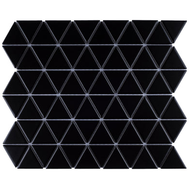 TPMG-26 1.5x1.5 Triangle Black Porcelain Mosaic Tile Backsplash (SATIN)