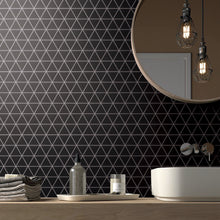 TPMG-26 1.5x1.5 Triangle Black Porcelain Mosaic Tile Backsplash (SATIN)