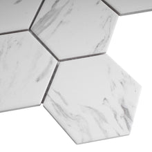 TPMG-27 4 x 4 Hexagon White Carrara Porcelain Mosaic Tile Backsplash (Satin)