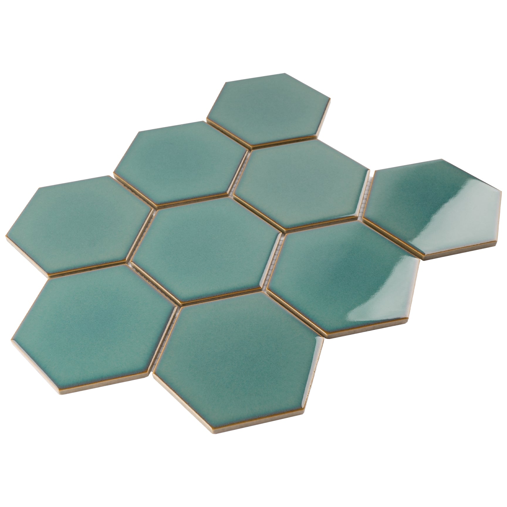 Tile Generation TPMG-28 4 x 4 Hexagon Crystal Green Porcelain Mosaic Tile Backsplash ...