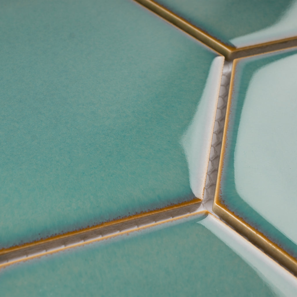 Tile Generation TPMG-28 4 x 4 Hexagon Crystal Green Porcelain Mosaic Tile Backsplash ...