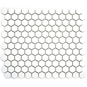 TPMG-02 White 1" Penny Hexagon Porcelain Mosaic Tile (Matt)