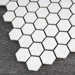 TPMG-02 White 1" Penny Hexagon Porcelain Mosaic Tile (Matt)