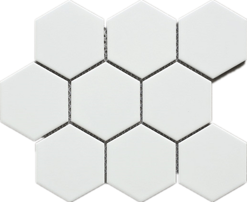 TPMG-03 White Large Hexagon Porcelain Mosaic Tile (Matt)