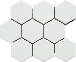 TPMG-03 White Large Hexagon Porcelain Mosaic Tile (Matt)