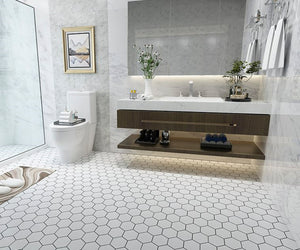 TPMG-03 White Large Hexagon Porcelain Mosaic Tile (Matt)