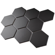 TPMG-04 4"Grey Black Large Hexagon Porcelain Mosaic Tile (Matt)
