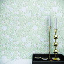 TBUBWG-01B Random Circle Glass Mix Stone Mosaic Tile in Mint Green and White