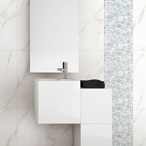 TBUBWG-01 Random Circle Glass Mix Stone Mosaic Tile in Mint Green and White