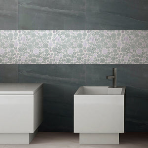 TBUBWG-01 Random Circle Glass Mix Stone Mosaic Tile in Mint Green and White
