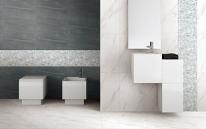 TBUBWG-01 Random Circle Glass Mix Stone Mosaic Tile in Mint Green and White