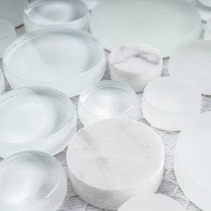 TBUBWG-02 Random Circle Glass Mix Stone Mosaic Tile in White