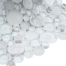 TBUBWG-02 Random Circle Glass Mix Stone Mosaic Tile in White