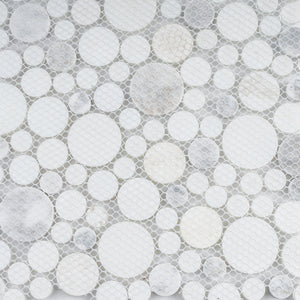 TBUBWG-02 Random Circle Glass Mix Stone Mosaic Tile in White