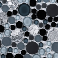 TBUBWG-03 Random Circle Glass Mix Stone Mosaic Tile in Black/Grey