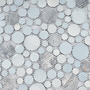 TBUBWG-03 Random Circle Glass Mix Stone Mosaic Tile in Black/Grey