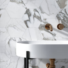 CA-MAH8B Calacatta Majestic 7.7" x 8.9" Hexagon Porcelain Patterned Wall & Floor Tile