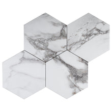 CA-MAH8B Calacatta Majestic 7.7" x 8.9" Hexagon Porcelain Patterned Wall & Floor Tile