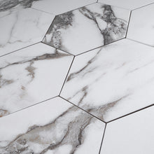 CA-MAH8B Calacatta Majestic 7.7" x 8.9" Hexagon Porcelain Patterned Wall & Floor Tile