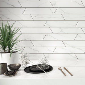 CA-WH-CHV Calacatta White 3x16 Chevron Porcelain Wall and Floor Tile