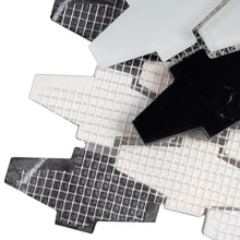 TCDNG-03 Irregular Shape Glass and Stone Mosaic Tile in Black/White