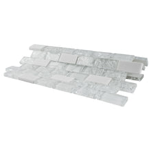TCESG-01  1x2 Brick Crackled Glass Mosaic Tile in White