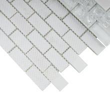 TCESG-01  1x2 Brick Crackled Glass Mosaic Tile in White