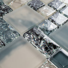 TCESG-04  Random Square Crackled Glass Mosaic Tile in Blue/Black