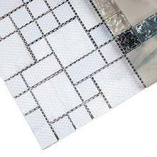 TCESG-04  Random Square Crackled Glass Mosaic Tile in Blue/Black