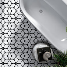 CO-BLH8 Corola Black 8" x 9" Hexagon Porcelain Patterned Wall & Floor Tile