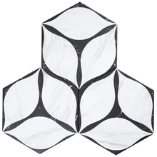 CO-BLH8 Corola Black 7.7"x8.9" Hexagon Porcelain Patterned Wall & Floor Tile